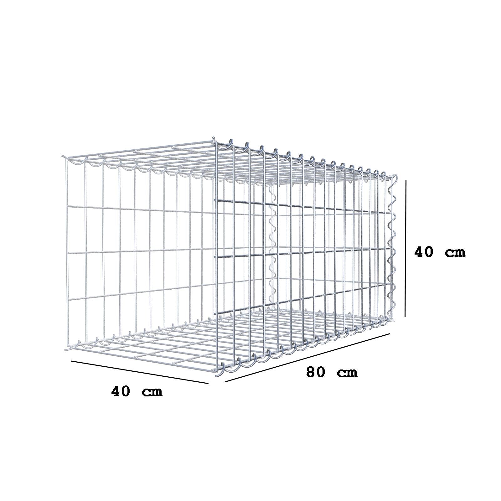 Gabbione aggiuntivo tipo 2 80 cm x 40 cm x 40 cm (L x H x P), dimensione maglia 5 cm x 10 cm, a spirale