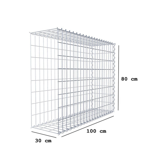 Gabion rapporté type 2 100 cm x 80 cm x 30 cm (L x H x P), mailles 5 cm x 10 cm, spirale