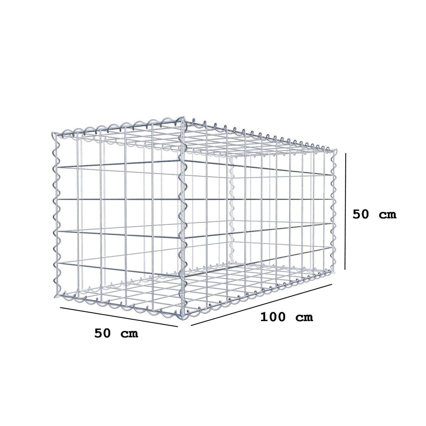 Gabion 100 cm x 50 cm x 50 cm (L x H x D), maskestørrelse 10 cm x 10 cm, spiral