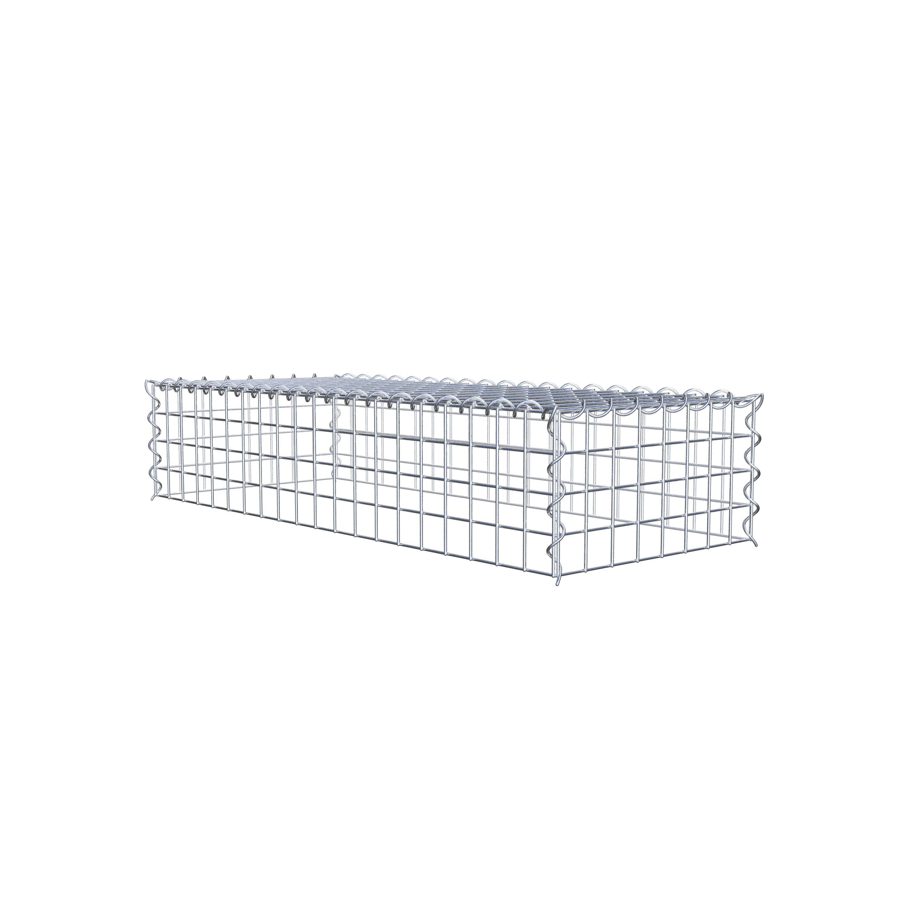 Opvokset gabion type 3 100 cm x 20 cm x 40 cm (L x H x D), maskestørrelse 5 cm x 5 cm, spiral