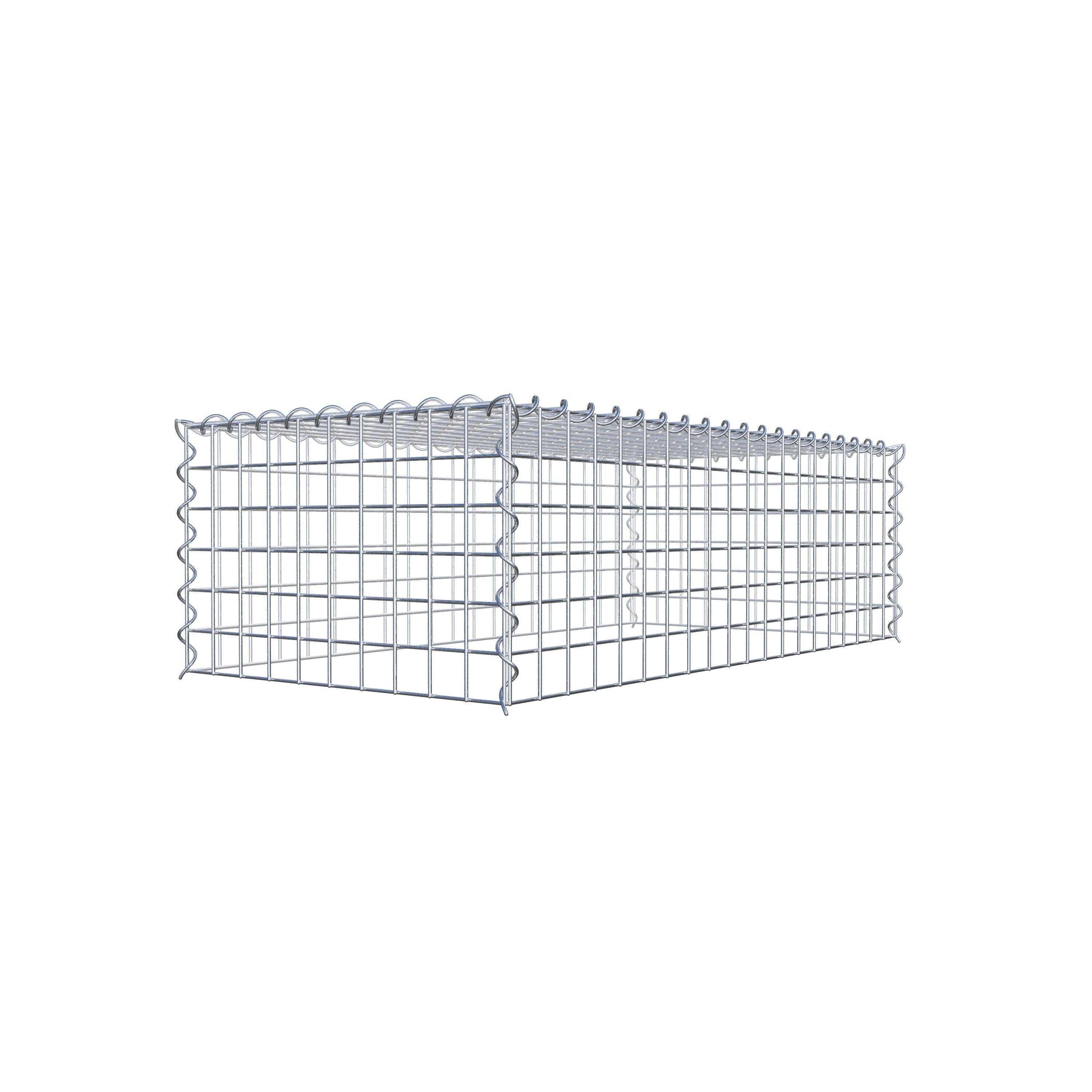 Opvokset gabion type 3 100 cm x 30 cm x 50 cm (L x H x D), maskestørrelse 5 cm x 5 cm, spiral