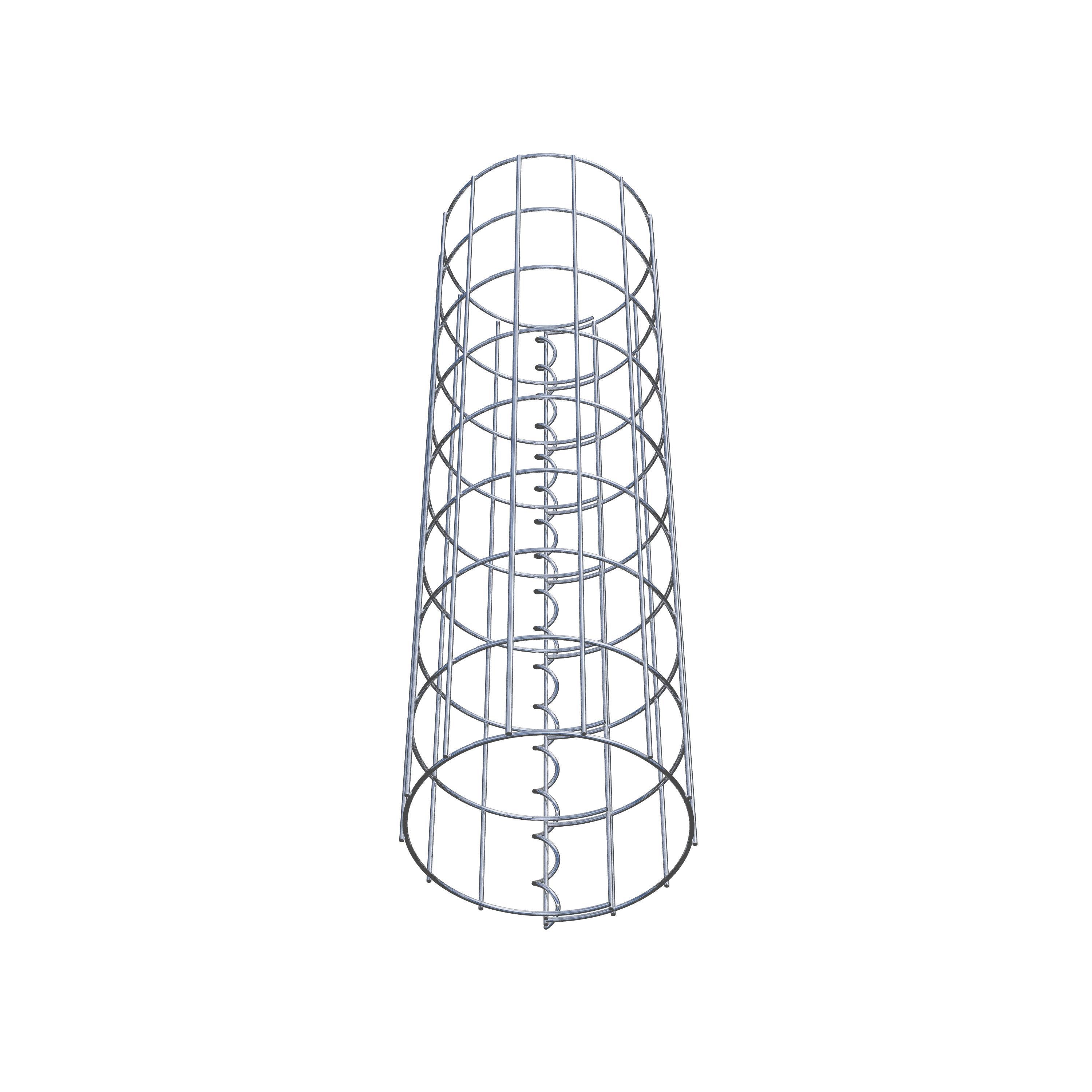 Coluna de gabião com diâmetro de 22 cm, malha redonda de 5 x 10 cm