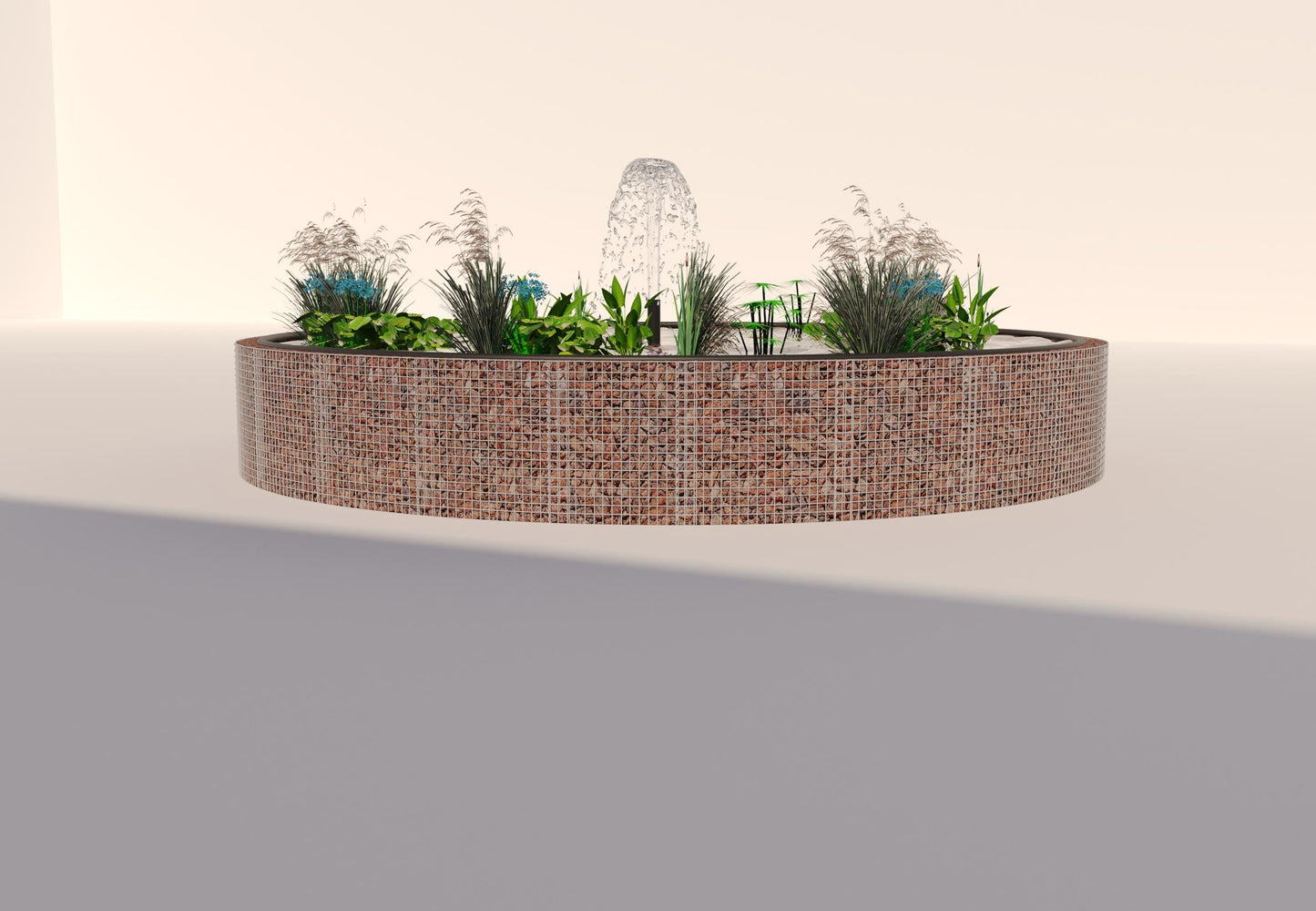 Tanque elevado de gabiões, redondo, diâmetro exterior 292 cm, altura 80 cm, dimensão da malha 5 x 5 cm, espessura da parede 15 cm