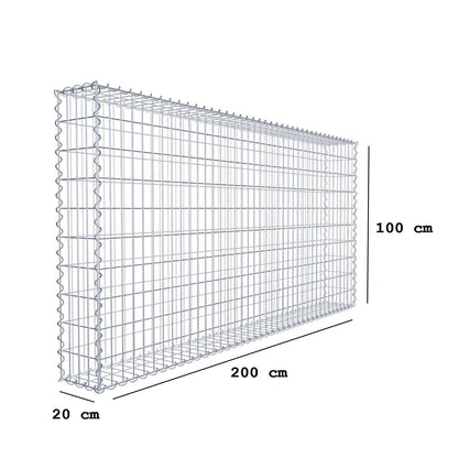 Gabione 200 cm x 100 cm x 20 cm (L x H x T), Maschenweite 5 cm x 10 cm, Spirale