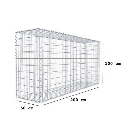 Gabion 200 cm x 100 cm x 50 cm (L x H x D), maskstorlek 5 cm x 10 cm, spiral