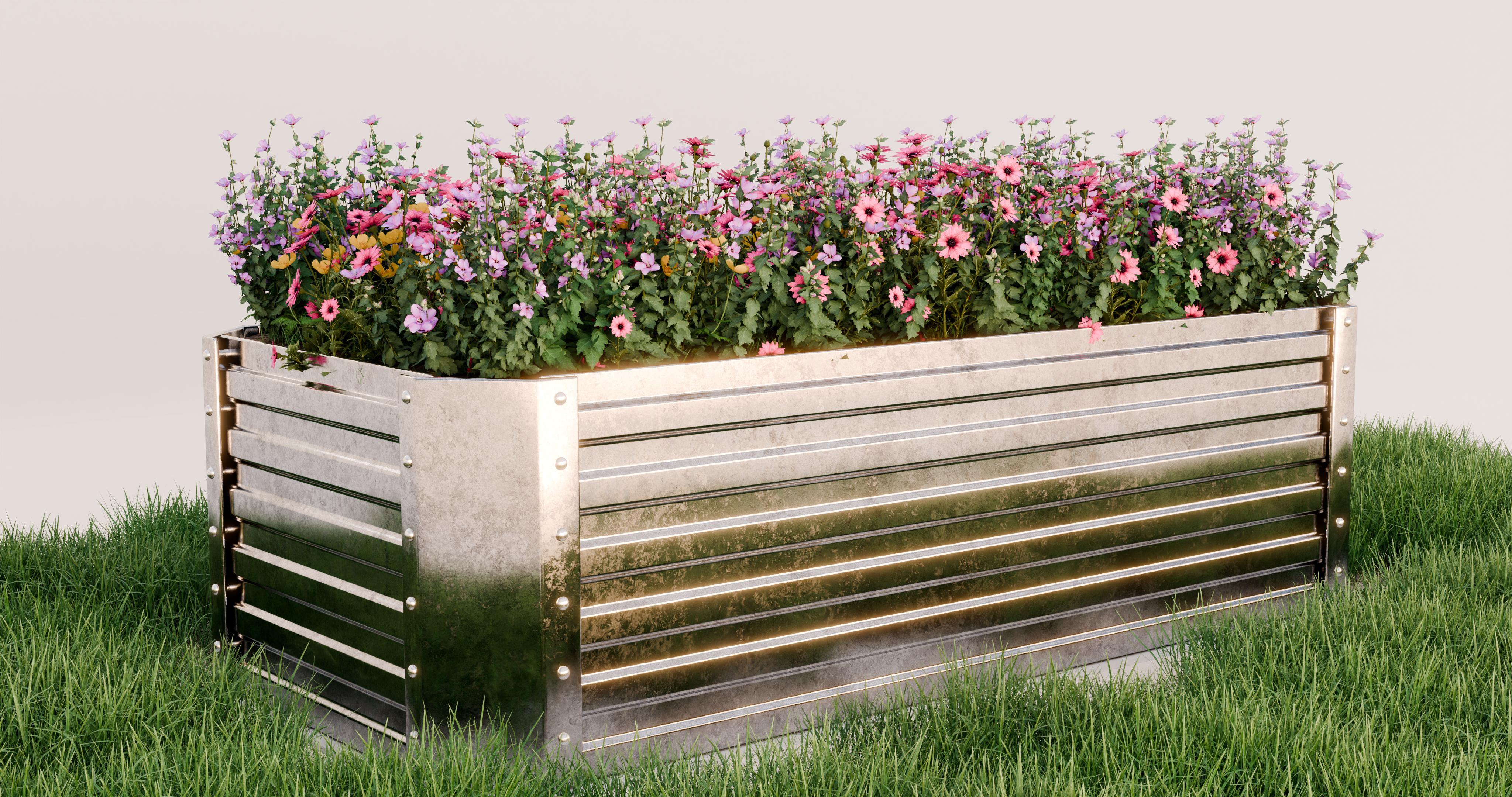 Raised bed made of galvanized sheet metal (184 x 60 x 90 cm)