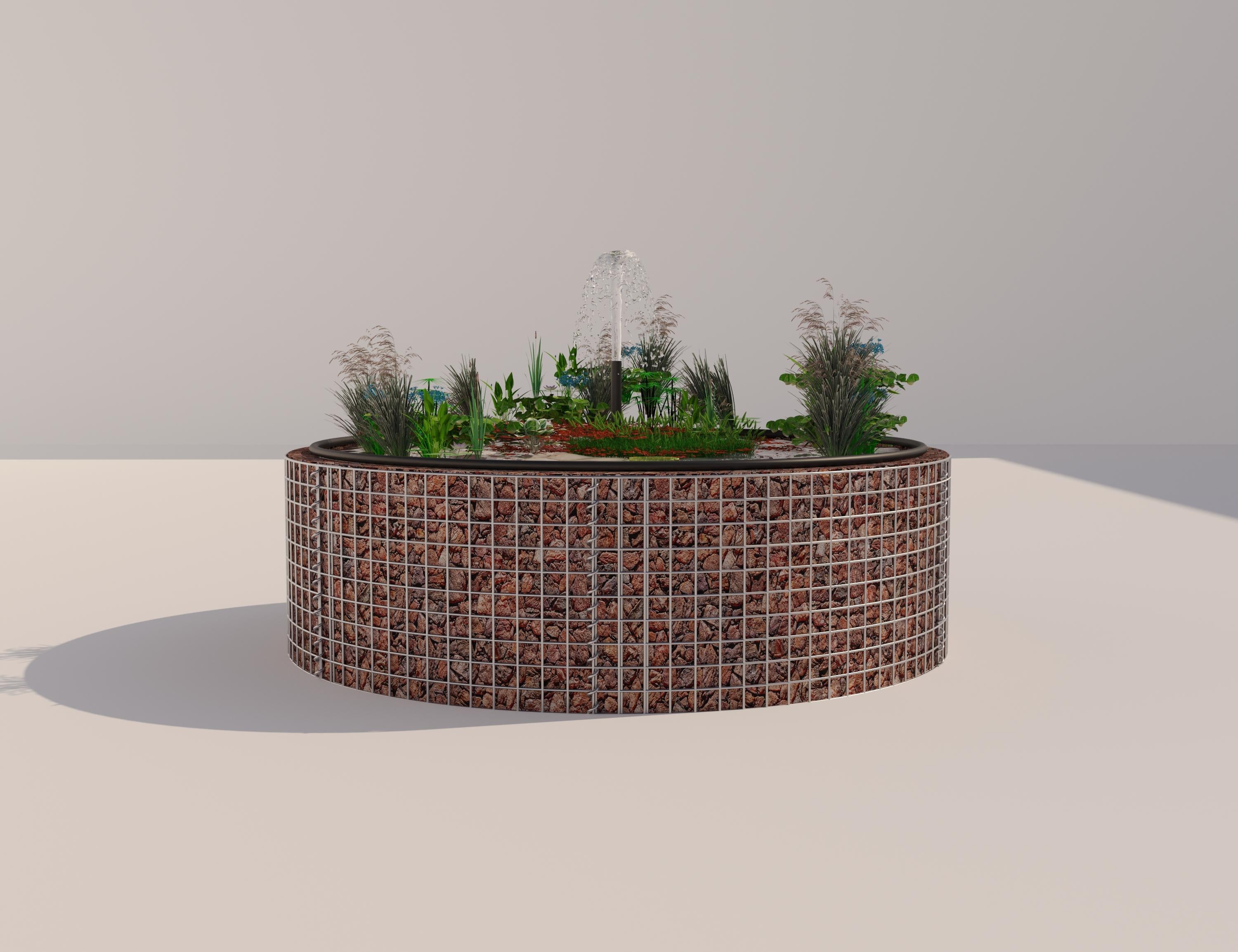 Gabion raised pond, round, outer diameter 172 cm, height 50 cm, mesh size 5 x 5 cm, wall thickness 15 cm