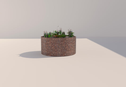 Gabion-dam, rund, ydre diameter 172 cm, højde 80 cm, maskestørrelse 5 x 5 cm, vægtykkelse 15 cm