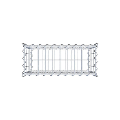 Schanskorf 50 cm x 40 cm x 20 cm (L x H x D), maaswijdte 5 cm x 10 cm, spiraalvormig