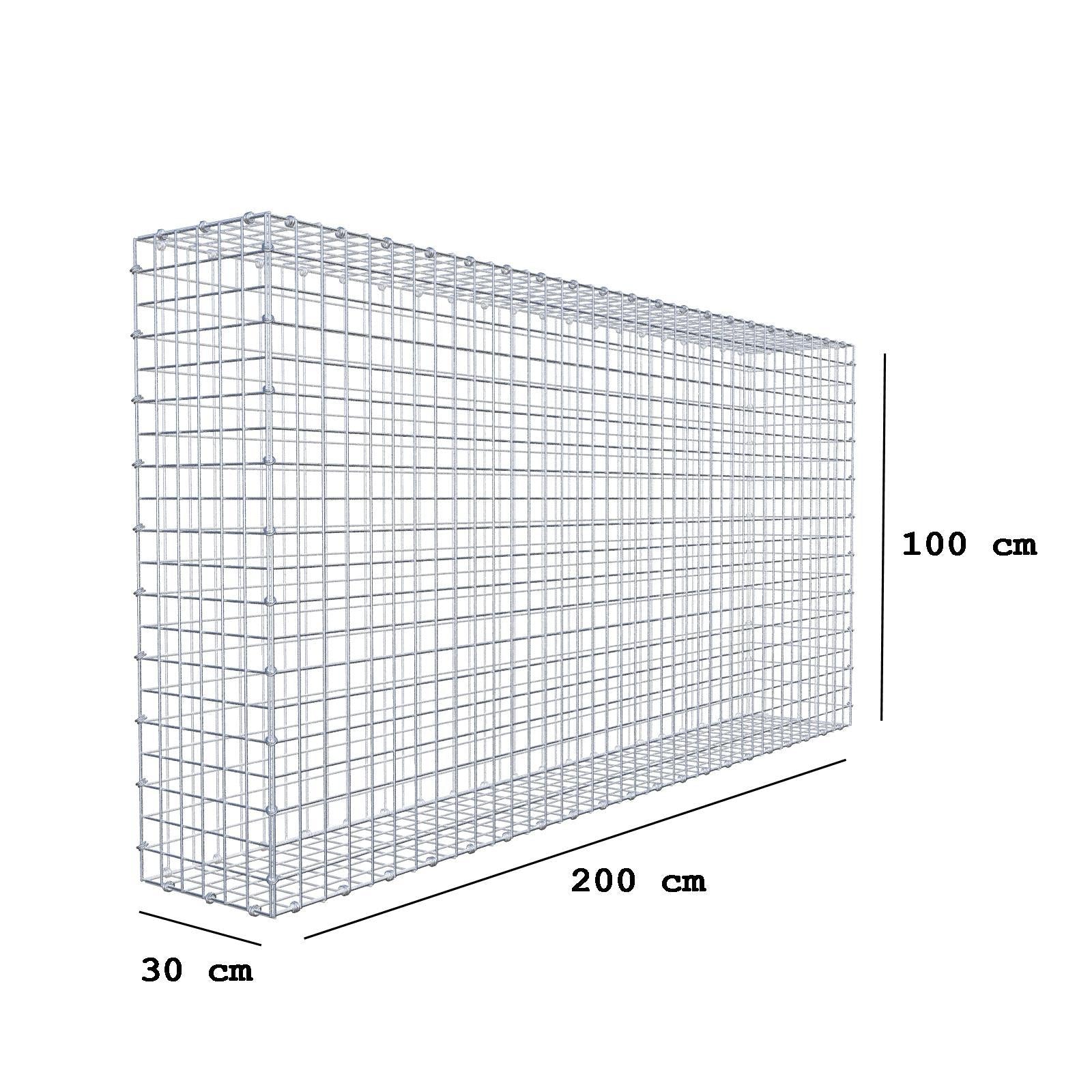 Gavión 200 cm x 100 cm x 30 cm (L x A x P), luz de malla 5 x 5 cm, anillo en espiral