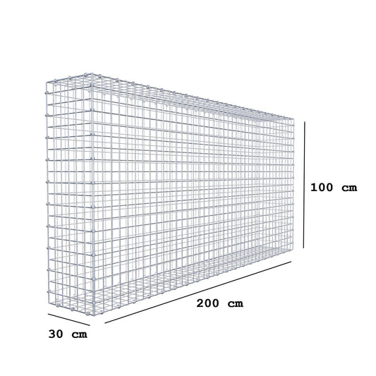 Gabião 200 cm x 100 cm x 30 cm (C x A x P), malhagem 5 x 5 cm, anel espiral