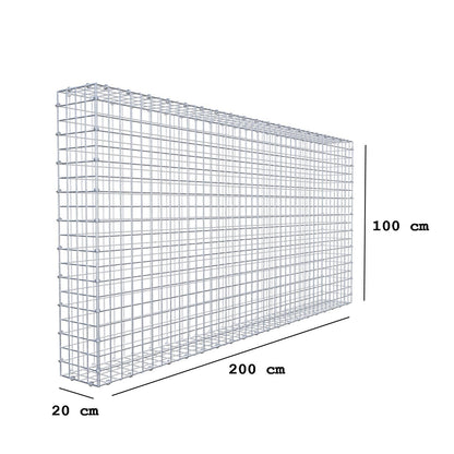 Gabion 200 cm x 100 cm x 20 cm (L x H x P), mailles 5 x 5 cm, anneau en spirale