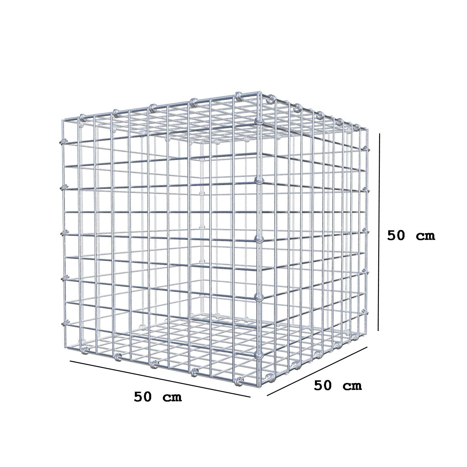 Gabion 50 cm x 50 cm x 50 cm (L x H x P), mailles 5 x 5 cm, anneau en spirale