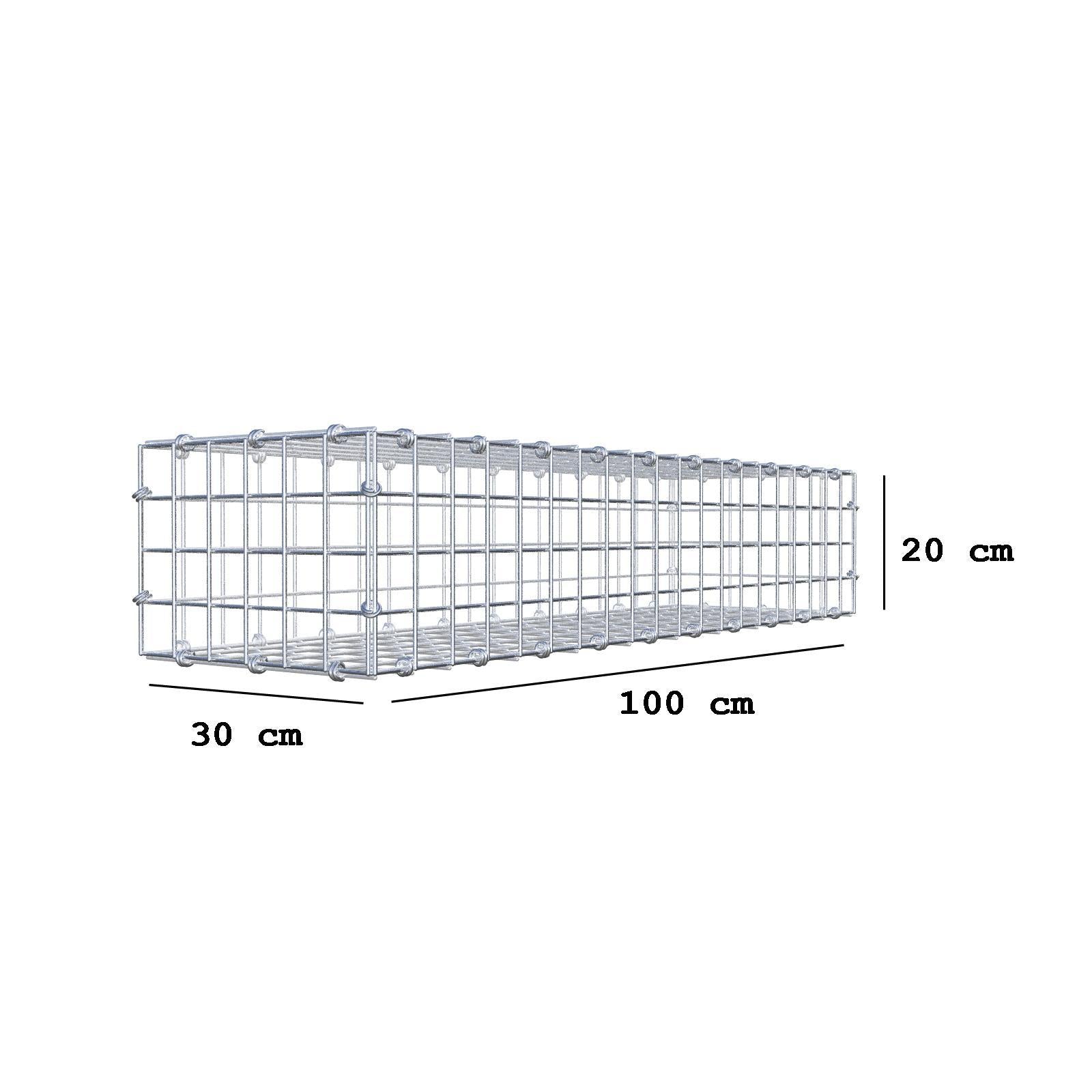 Gabion 100 cm x 20 cm x 30 cm (L x H x P), mailles 5 x 5 cm, anneau en spirale