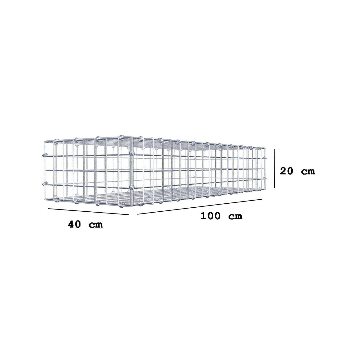 Gabion 100 cm x 20 cm x 40 cm (L x H x P), mailles 5 x 5 cm, anneau en spirale
