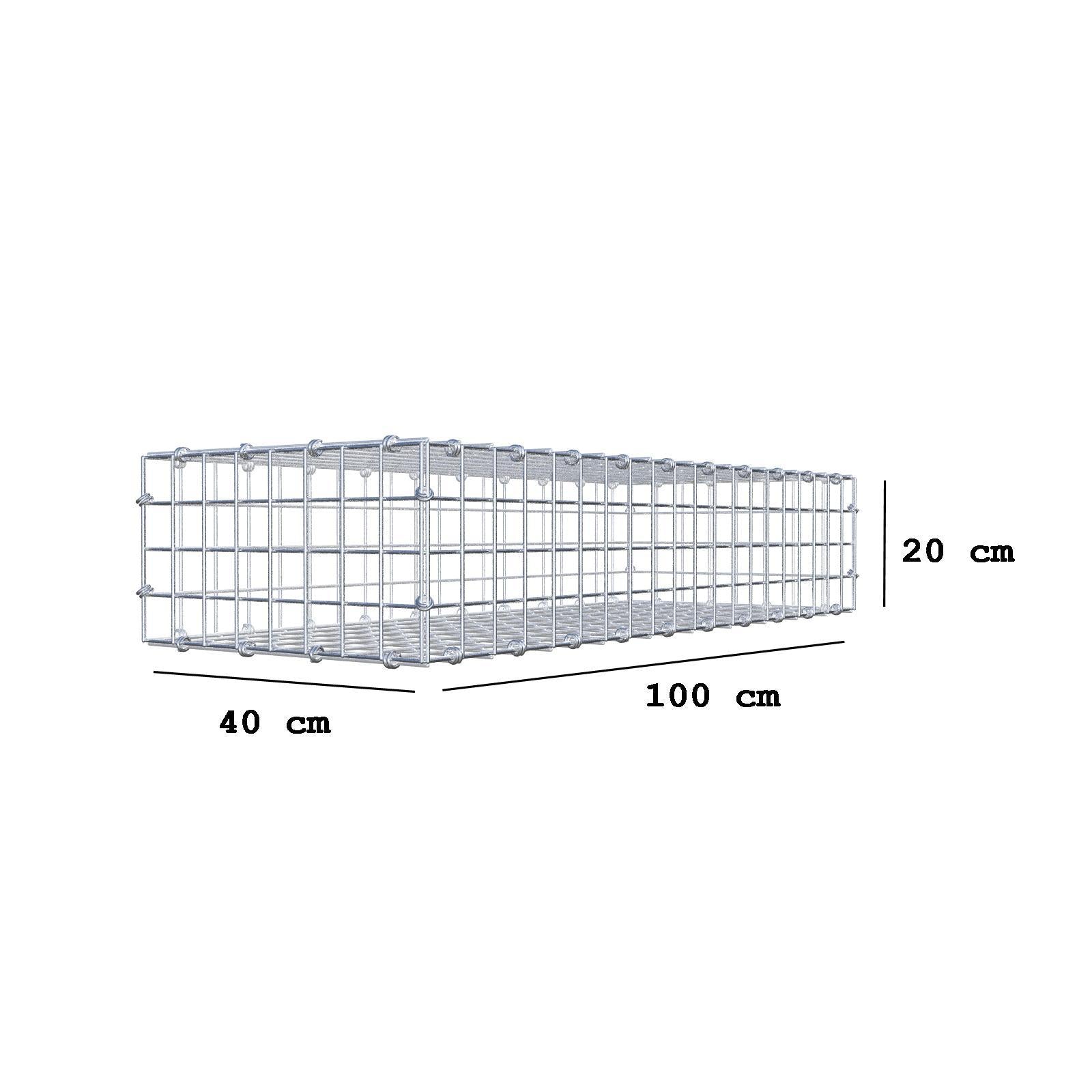 Gabion 100 cm x 20 cm x 40 cm (L x H x D), mesh size 5 x 5 cm, spiral ring