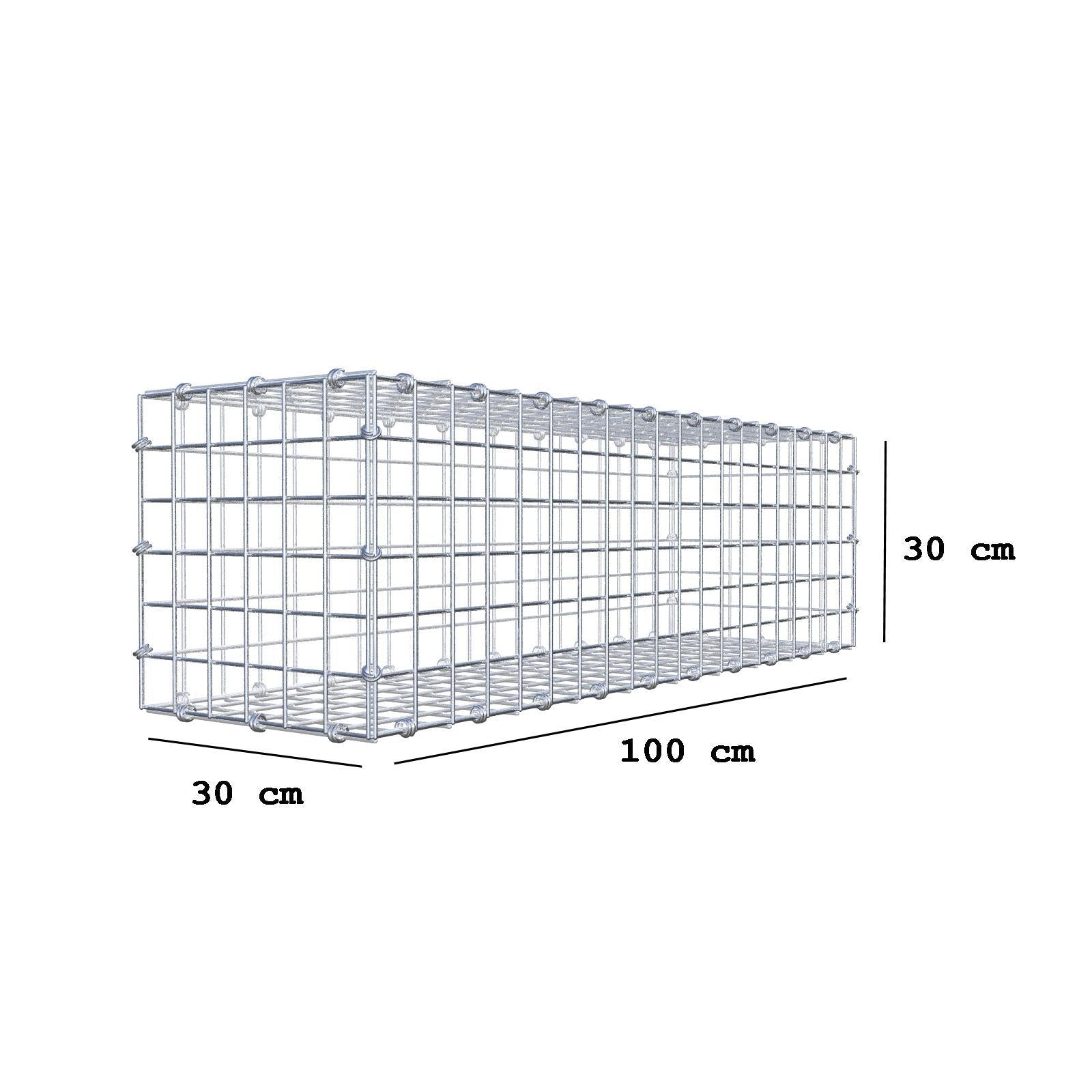 Gabion 100 cm x 30 cm x 30 cm (L x H x P), mailles 5 x 5 cm, anneau en spirale