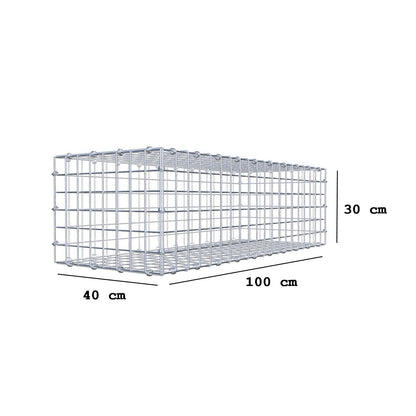 Gabion 100 cm x 30 cm x 40 cm (L x H x D), maskestørrelse 5 x 5 cm, spiralring