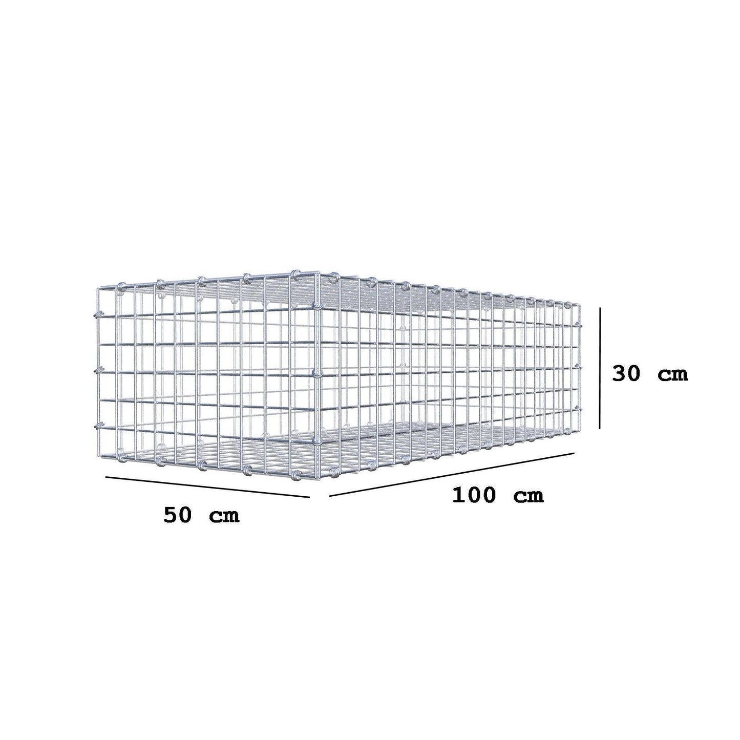 Gabione 100 cm x 30 cm x 50 cm (L x H x T), Maschenweite 5 x 5 cm, Spiralring