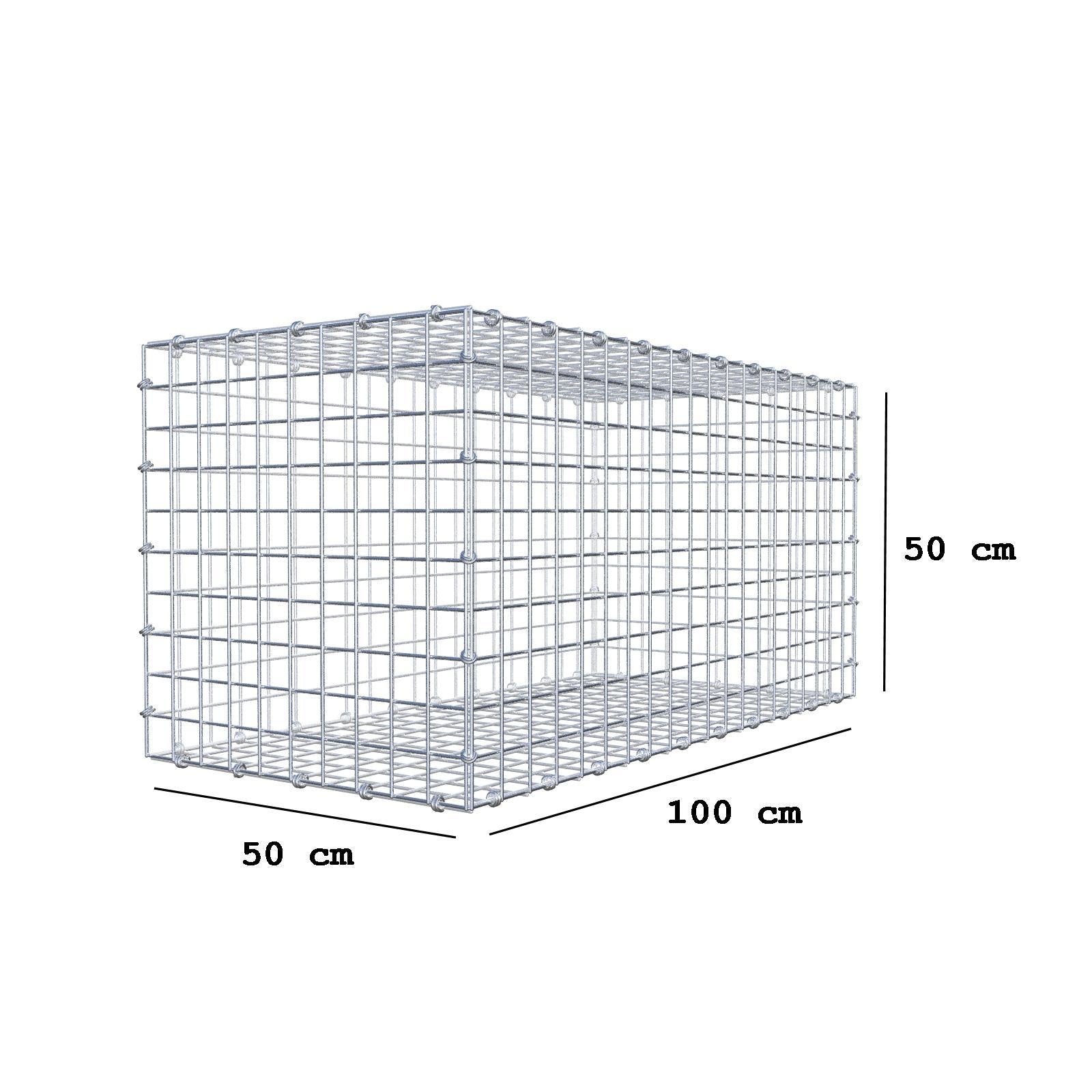 Gabion 100 cm x 50 cm x 50 cm (L x H x P), mailles 5 x 5 cm, anneau en spirale
