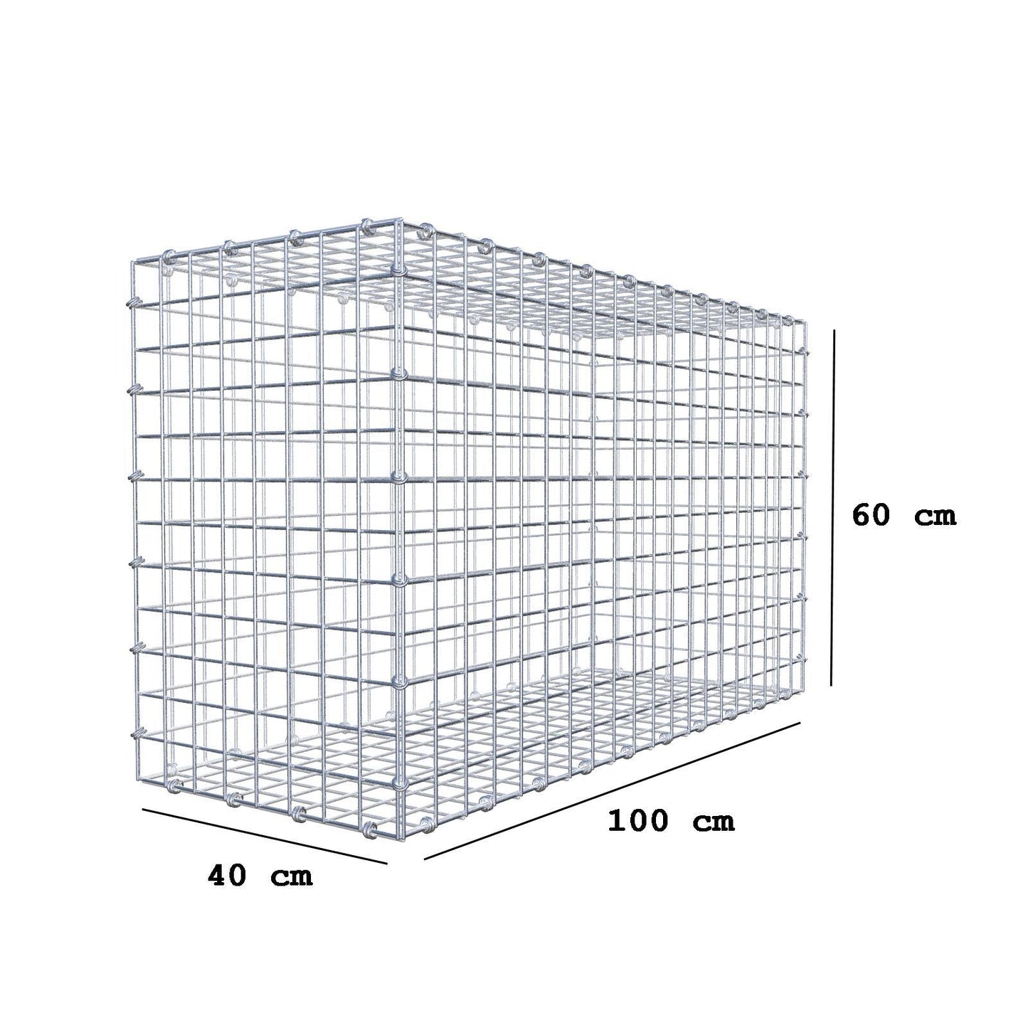 Gabion 100 cm x 60 cm x 40 cm (L x H x P), mailles 5 x 5 cm, anneau en spirale