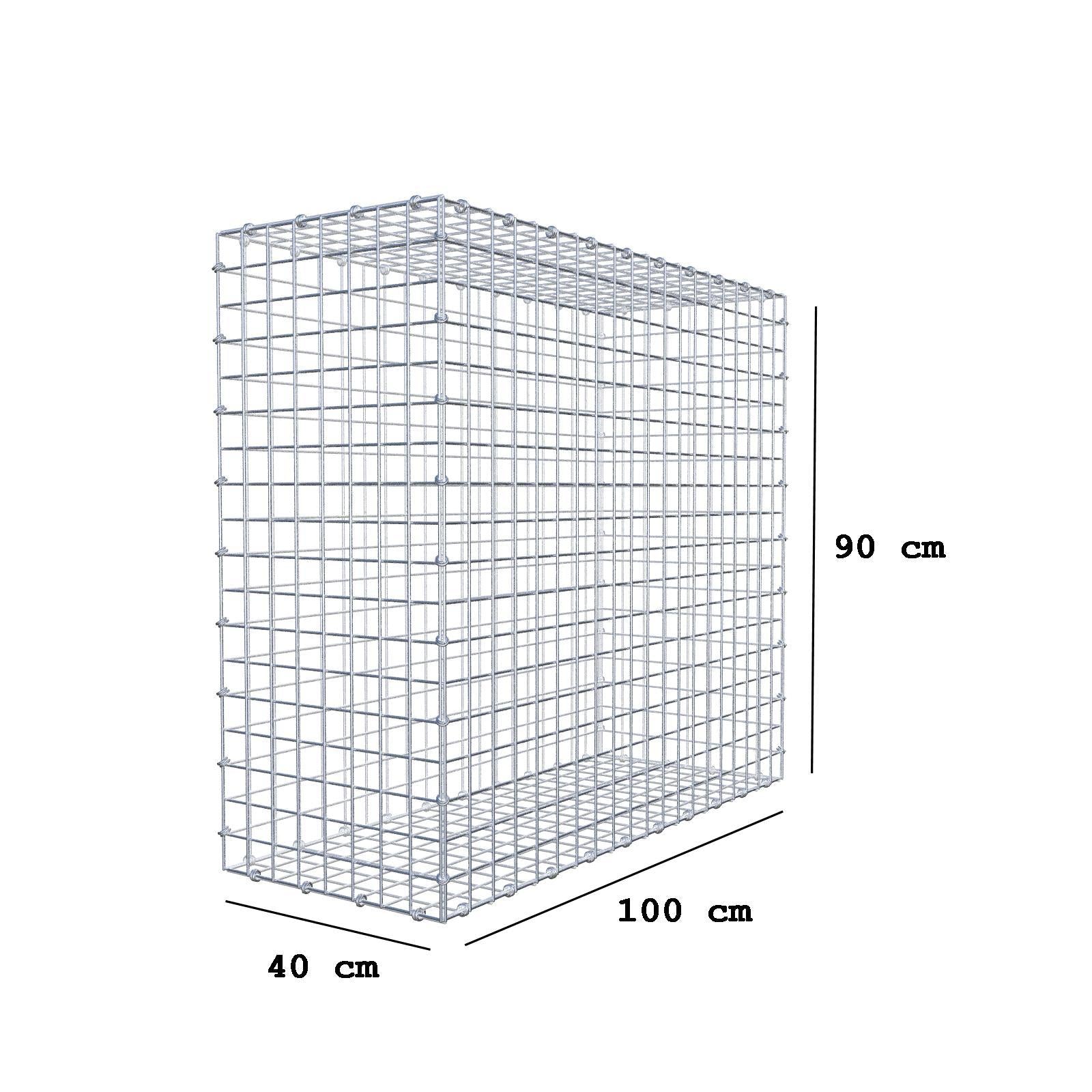 Gabion 100 cm x 90 cm x 40 cm (L x H x P), mailles 5 x 5 cm, anneau en spirale