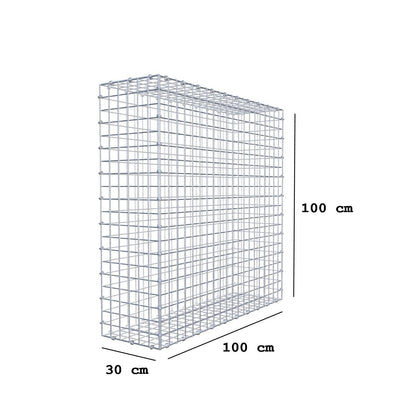 Gabion 100 cm x 100 cm x 30 cm (L x H x D), mesh size 5 x 5 cm, spiral ring