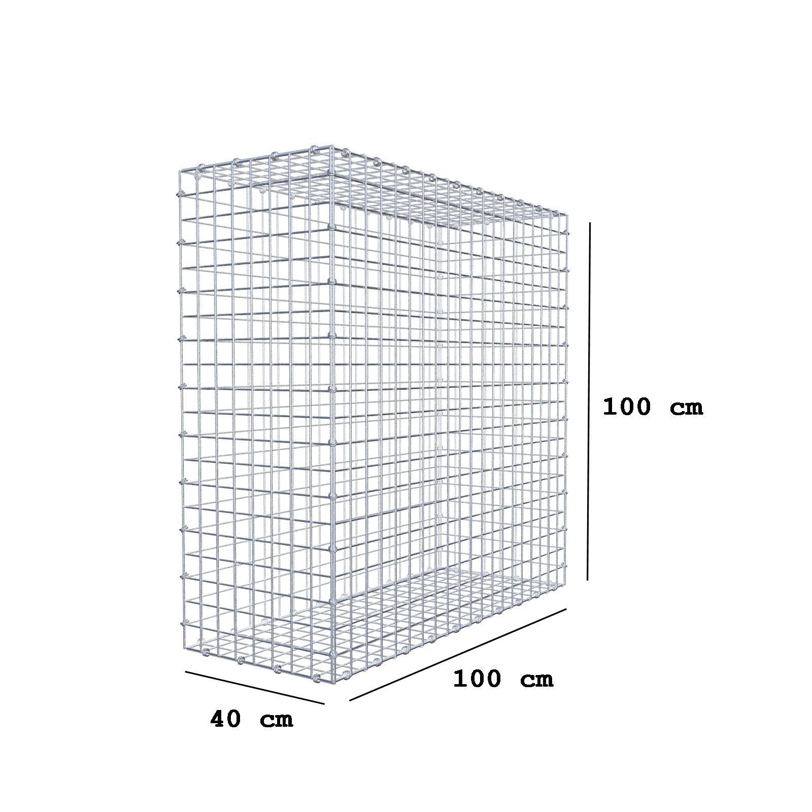 Gabione 100 cm x 100 cm x 40 cm (L x H x T), Maschenweite 5 x 5 cm, Spiralring