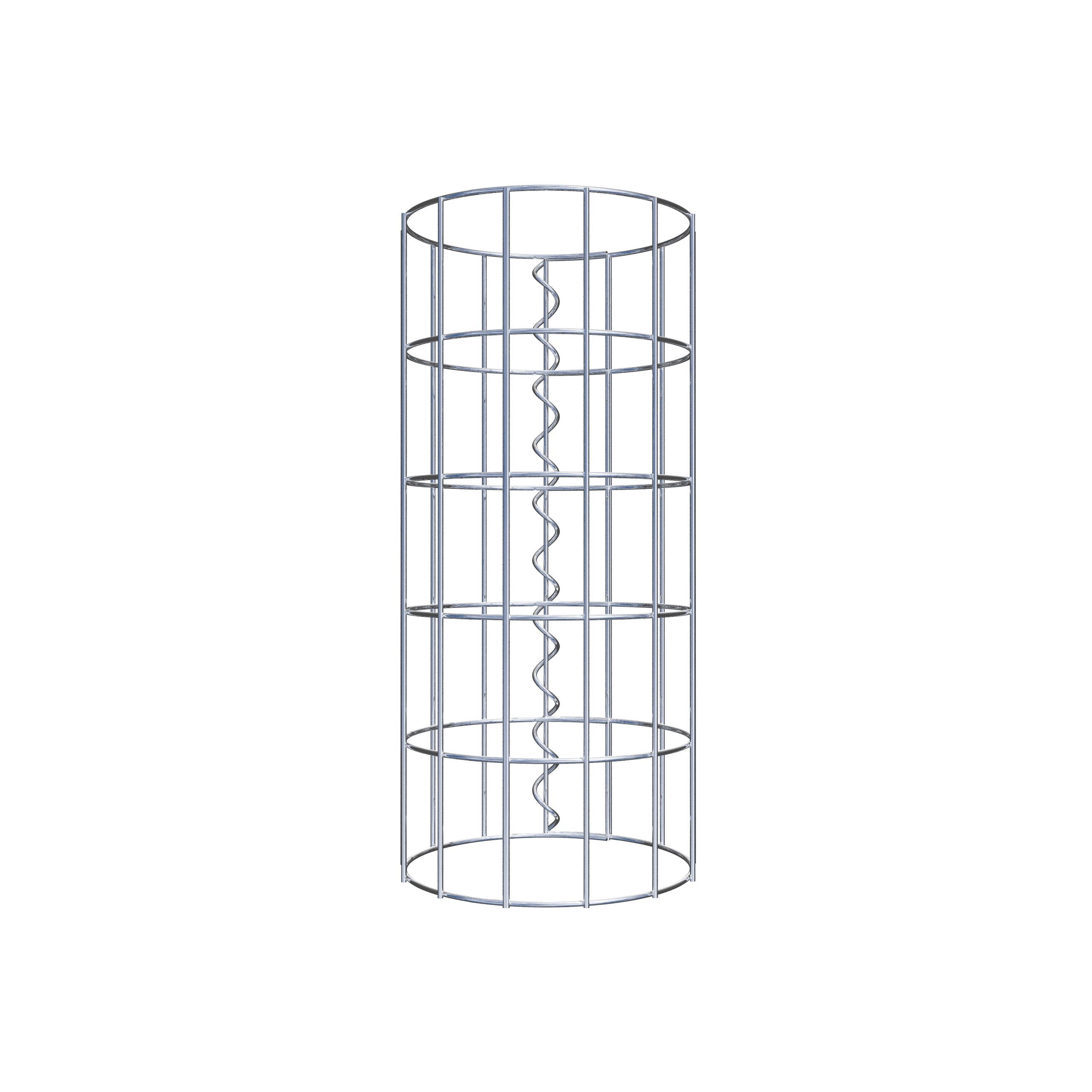 Coluna de gabião com diâmetro de 22 cm, malha redonda de 5 x 10 cm