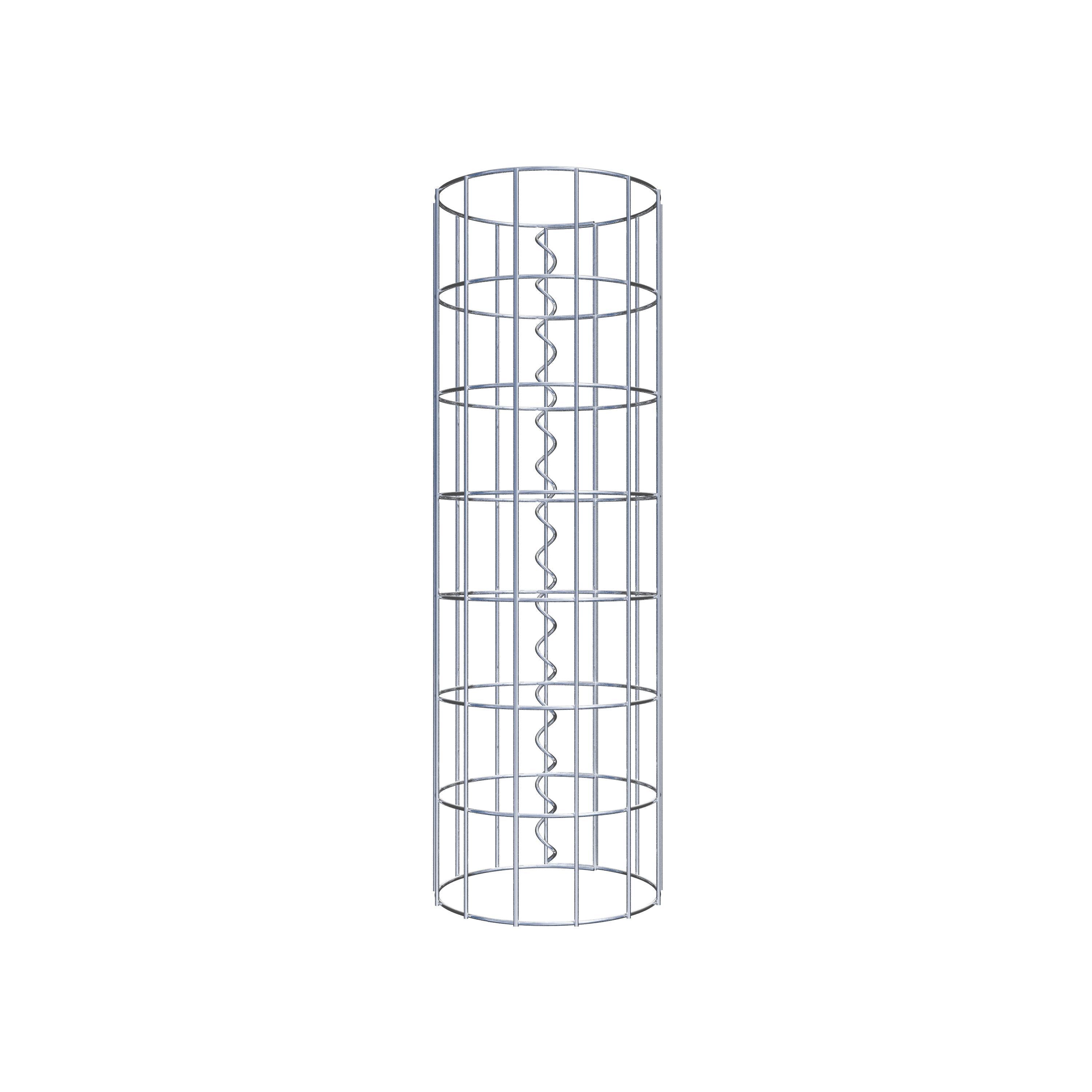 Coluna de gabião com diâmetro de 22 cm, malha redonda de 5 x 10 cm