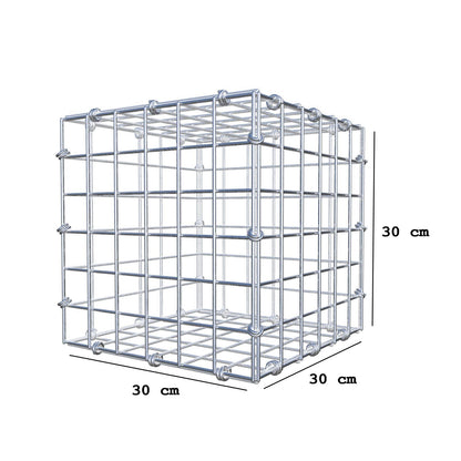 Gabion 30 cm x 30 cm x 30 cm (L x H x D), maskestørrelse 5 x 5 cm, spiralring