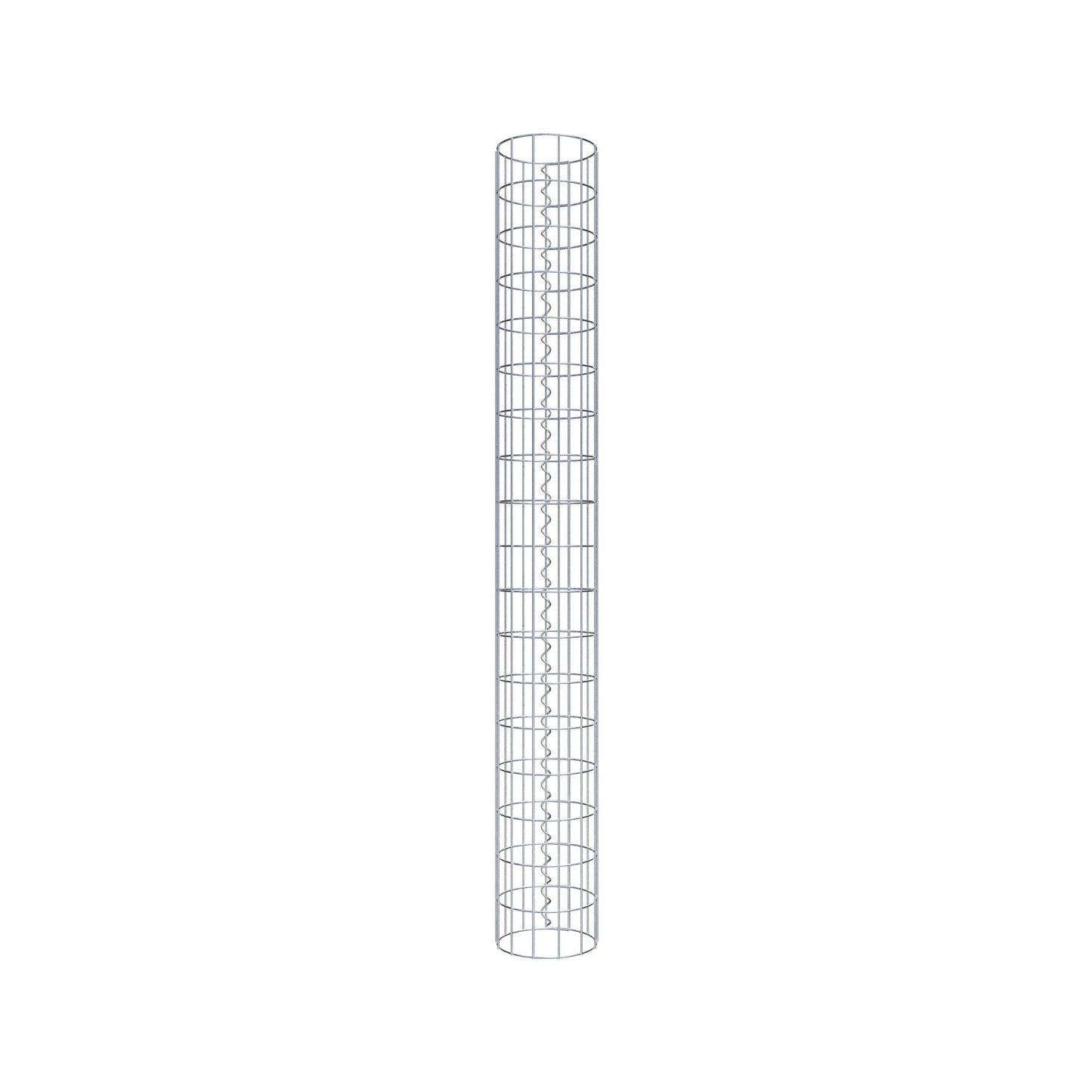 Coluna de gabião com diâmetro de 22 cm, malha redonda de 5 x 10 cm