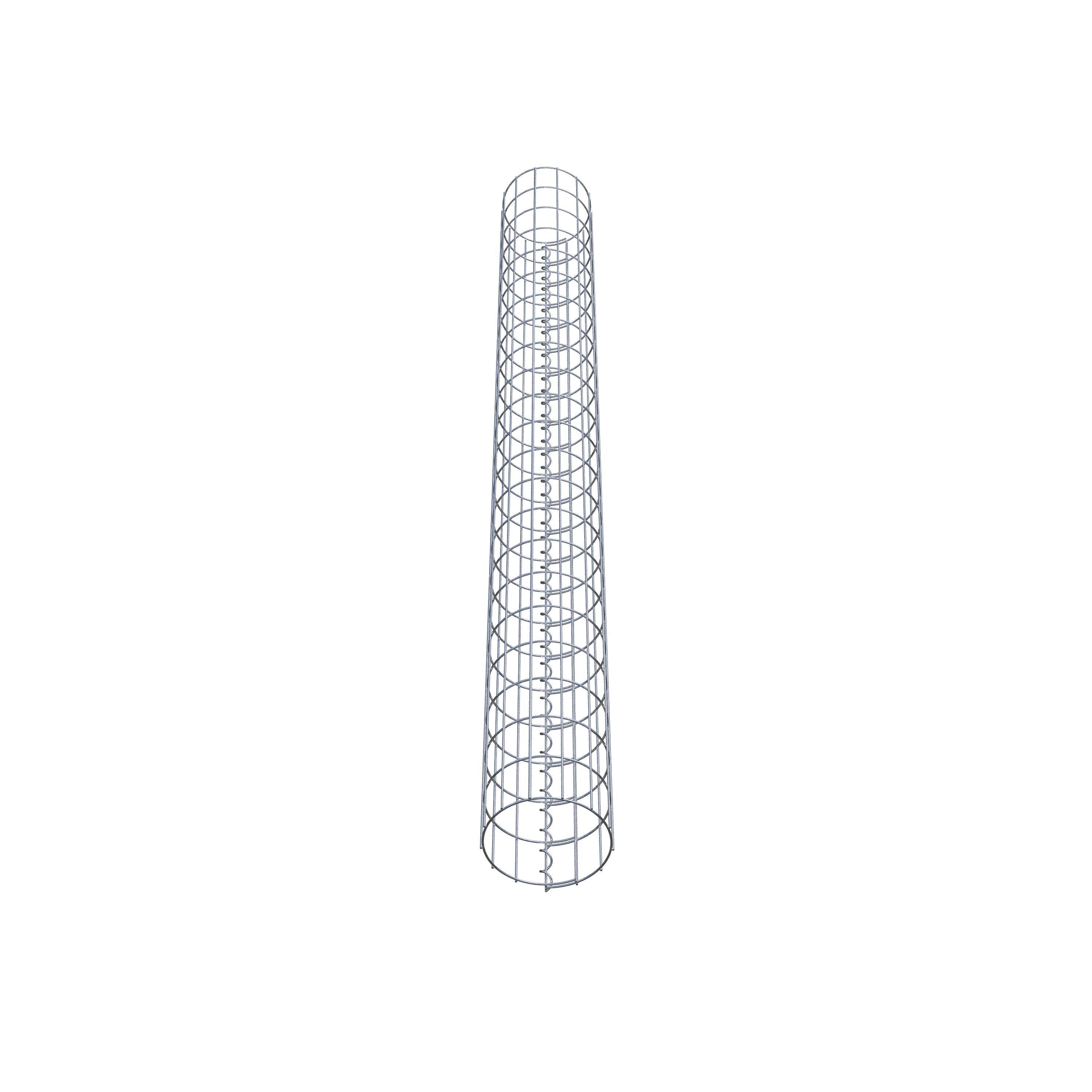 Coluna de gabião com diâmetro de 22 cm, malha redonda de 5 x 10 cm