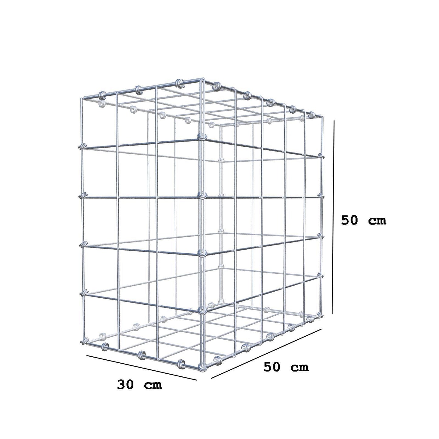 Gabion 50 cm x 50 cm x 30 cm (L x H x D), mesh size 10 x 10 cm, spiral ring