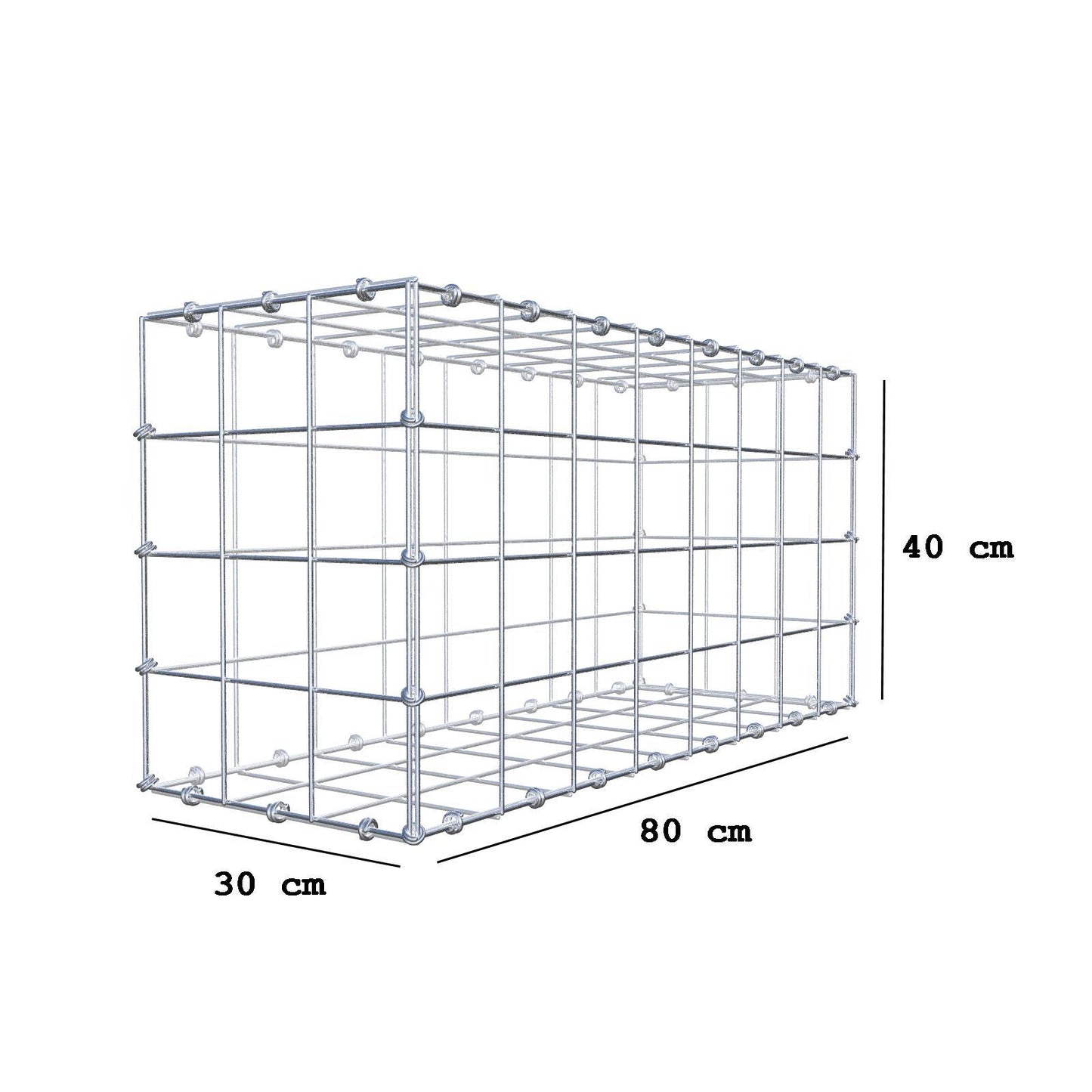 Gabion 80 cm x 40 cm x 30 cm (L x H x P), mailles 10 x 10 cm, anneau en spirale