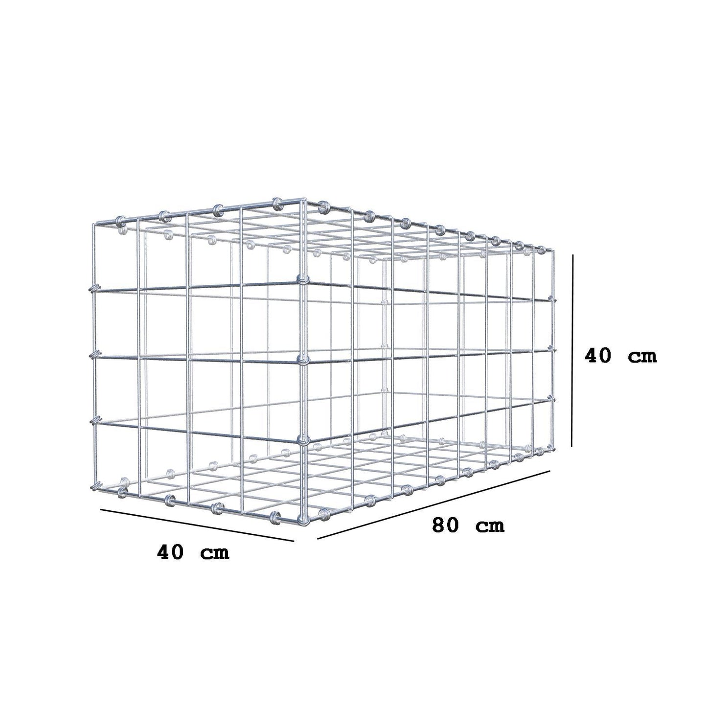 Gabion 80 cm x 40 cm x 40 cm (L x H x P), mailles 10 x 10 cm, anneau en spirale