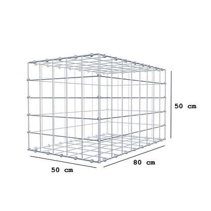 Gabion 80 cm x 50 cm x 50 cm (L x H x D), maskestørrelse 10 x 10 cm, spiralring