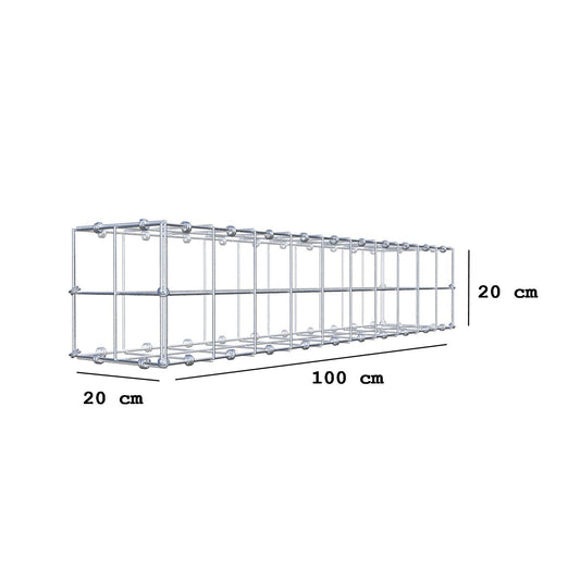 Gabion 100 cm x 20 cm x 20 cm (L x H x D), maskestørrelse 10 x 10 cm, spiralring