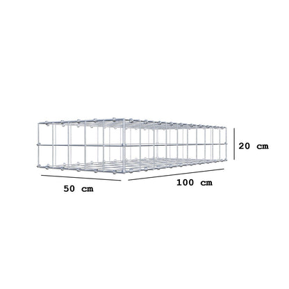 Gabion 100 cm x 20 cm x 50 cm (L x H x P), mailles 10 x 10 cm, anneau en spirale