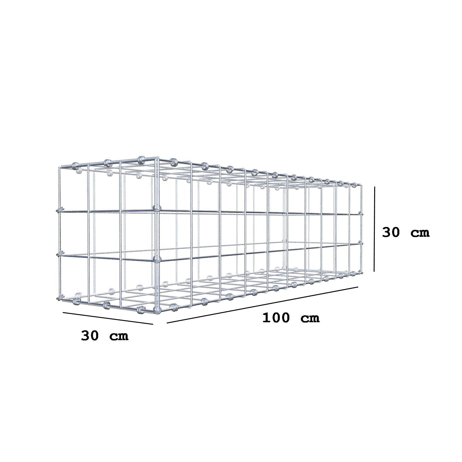 Gabion 100 cm x 30 cm x 30 cm (L x H x D), mesh size 10 x 10 cm, spiral ring