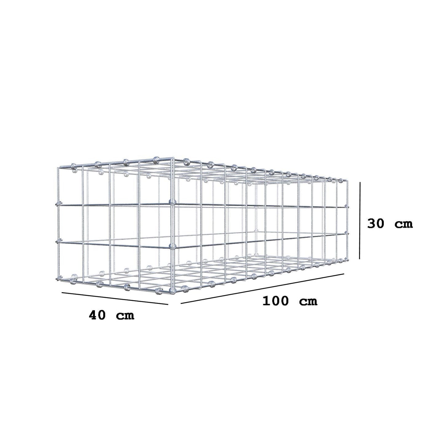 Gabion 100 cm x 30 cm x 40 cm (L x H x P), mailles 10 x 10 cm, anneau en spirale