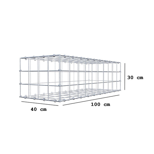 Gabião 100 cm x 30 cm x 40 cm (C x A x P), malhagem 10 x 10 cm, anel espiral