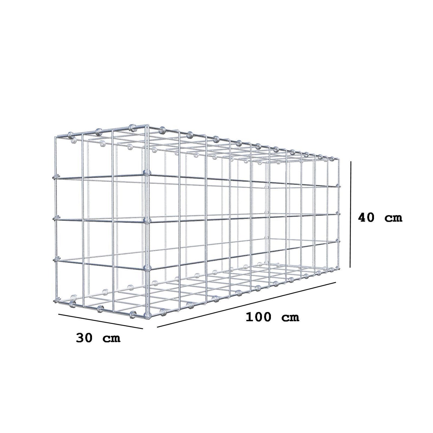 Gabion 100 cm x 40 cm x 30 cm (L x H x P), mailles 10 x 10 cm, anneau en spirale