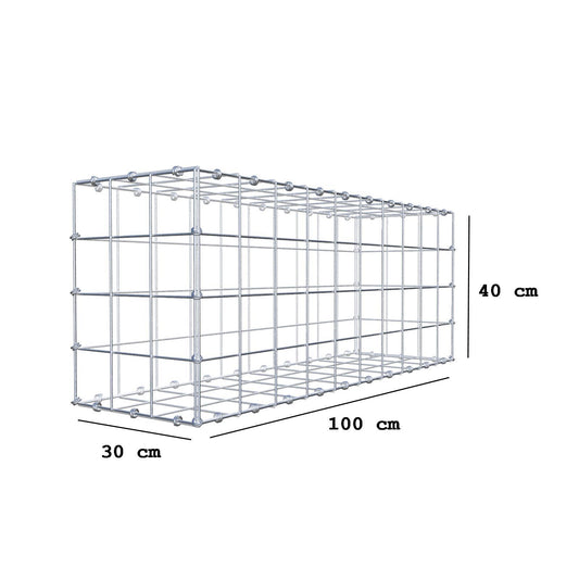 Gabião 100 cm x 40 cm x 30 cm (C x A x P), malhagem 10 x 10 cm, anel espiral