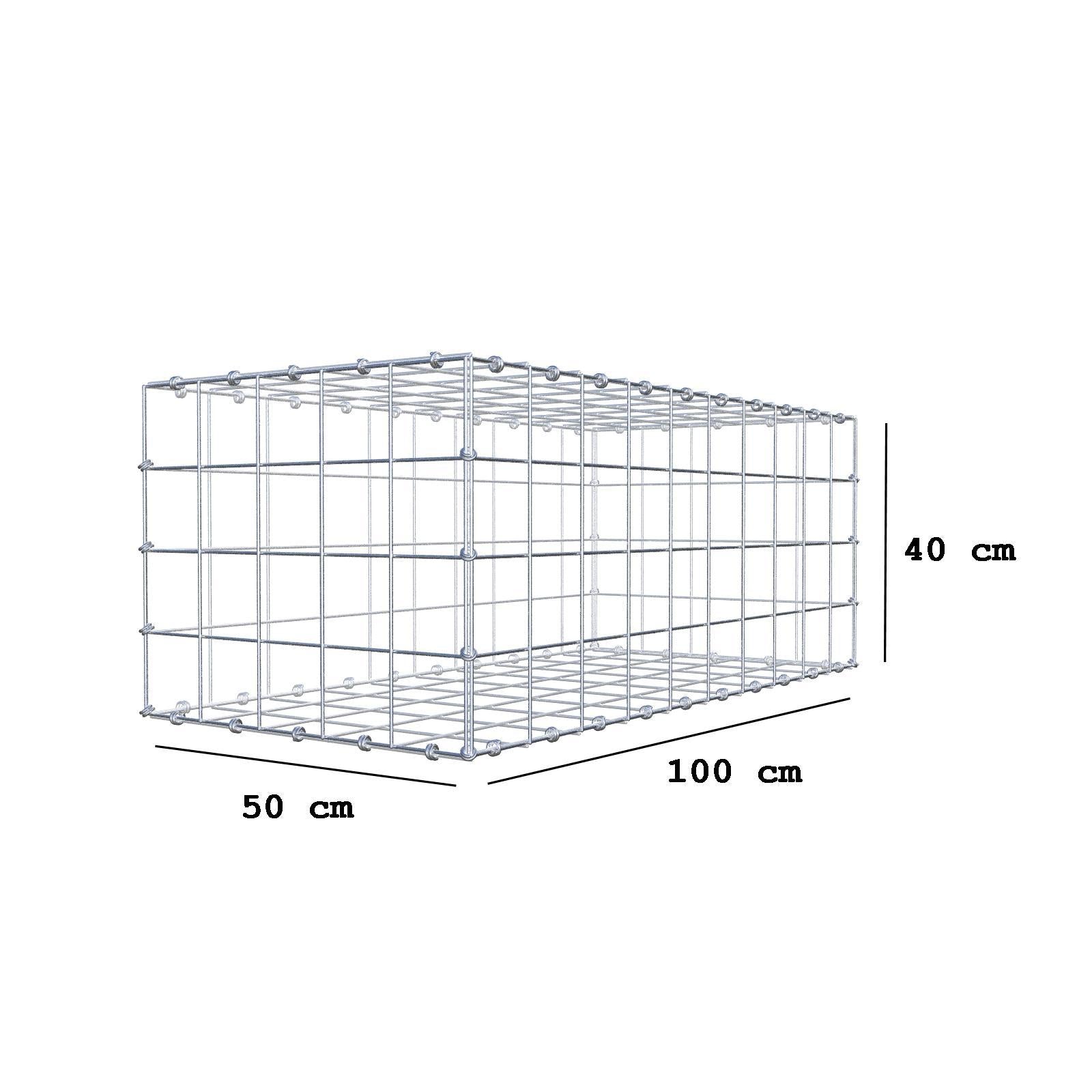 Gabião 100 cm x 40 cm x 50 cm (C x A x P), malhagem 10 x 10 cm, anel espiral