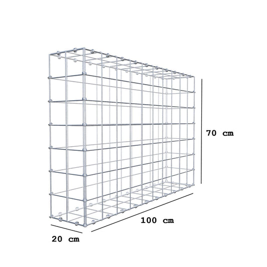 Gabion 100 cm x 70 cm x 20 cm (L x H x D), maskstorlek 10 x 10 cm, spiralring