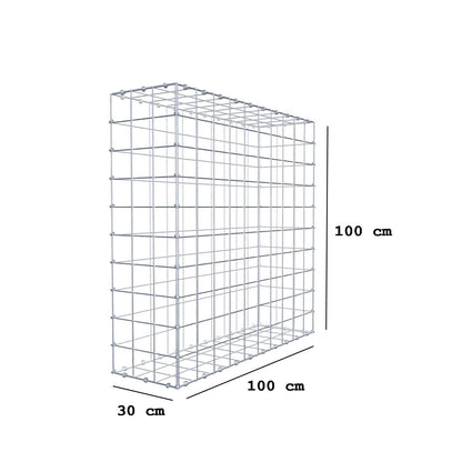 Gabion 100 cm x 100 cm x 30 cm (L x H x D), maskstorlek 10 x 10 cm, spiralring