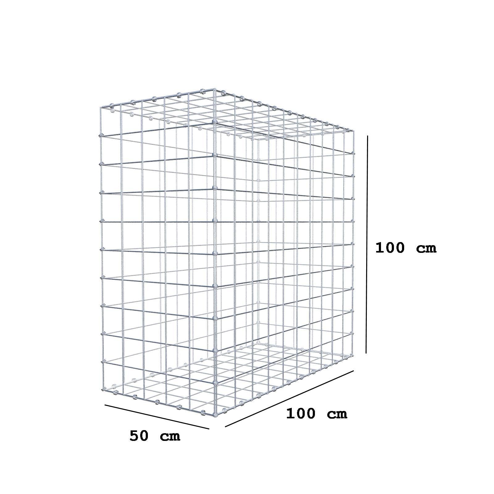 Gabione 100 cm x 100 cm x 50 cm (L x H x T), Maschenweite 10 x 10 cm, Spiralring