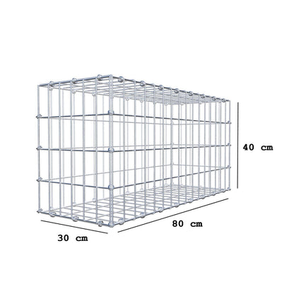 Gabion 80 cm x 40 cm x 30 cm (L x H x D), maskestørrelse 5 x 10 cm, spiralring