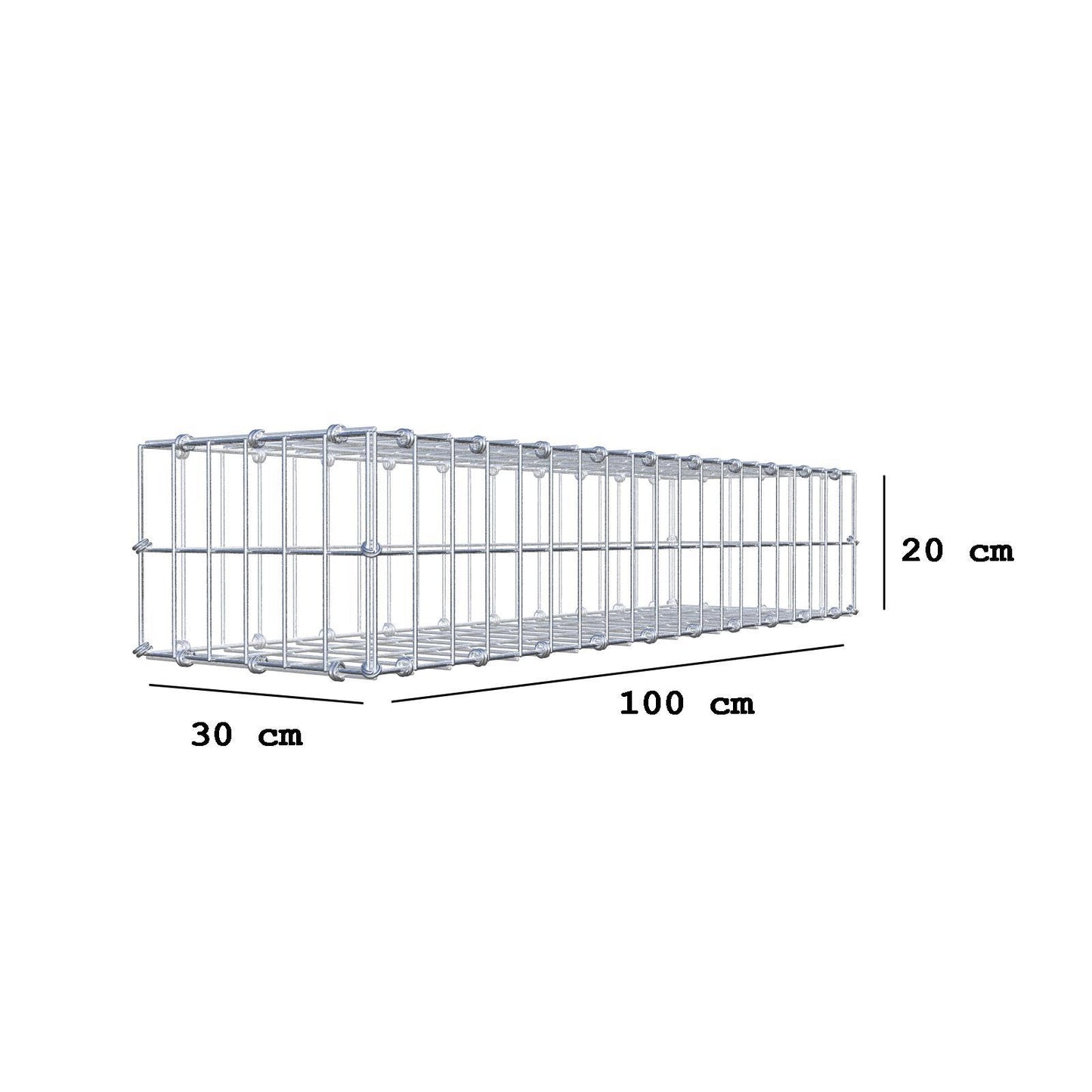 Gabion 100 cm x 20 cm x 30 cm (L x H x D), mesh size 5 x 10 cm, spiral ring